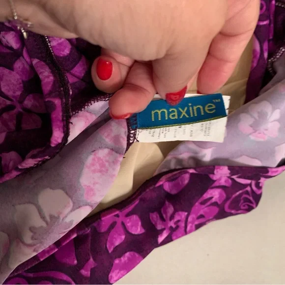 Vintage Maxine of Hollywood Purple Floral Swimsuit One Piece Figure Flattering - Picture 6 of 16